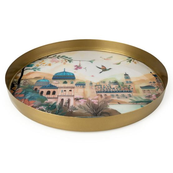 The Silk Road Collection Metal Tray - Jhangye
