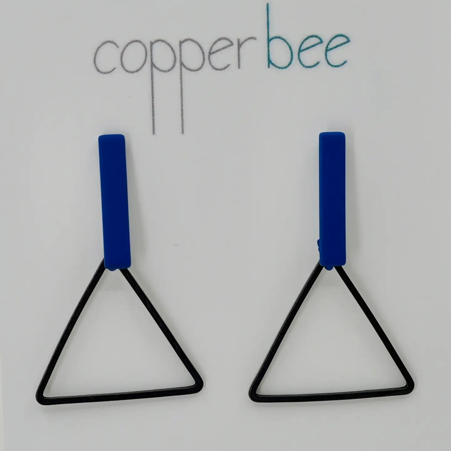 The Accent Collection Triangle + Line Ink Blue Earrings