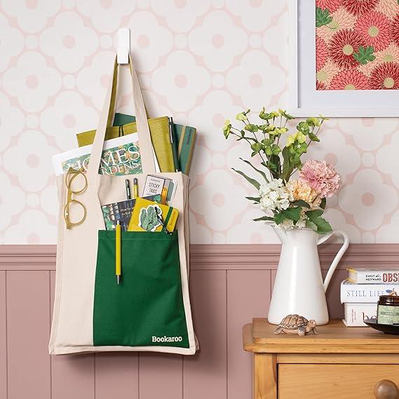 Bookaroo Tote Bag - Forest Green & Chartreuse