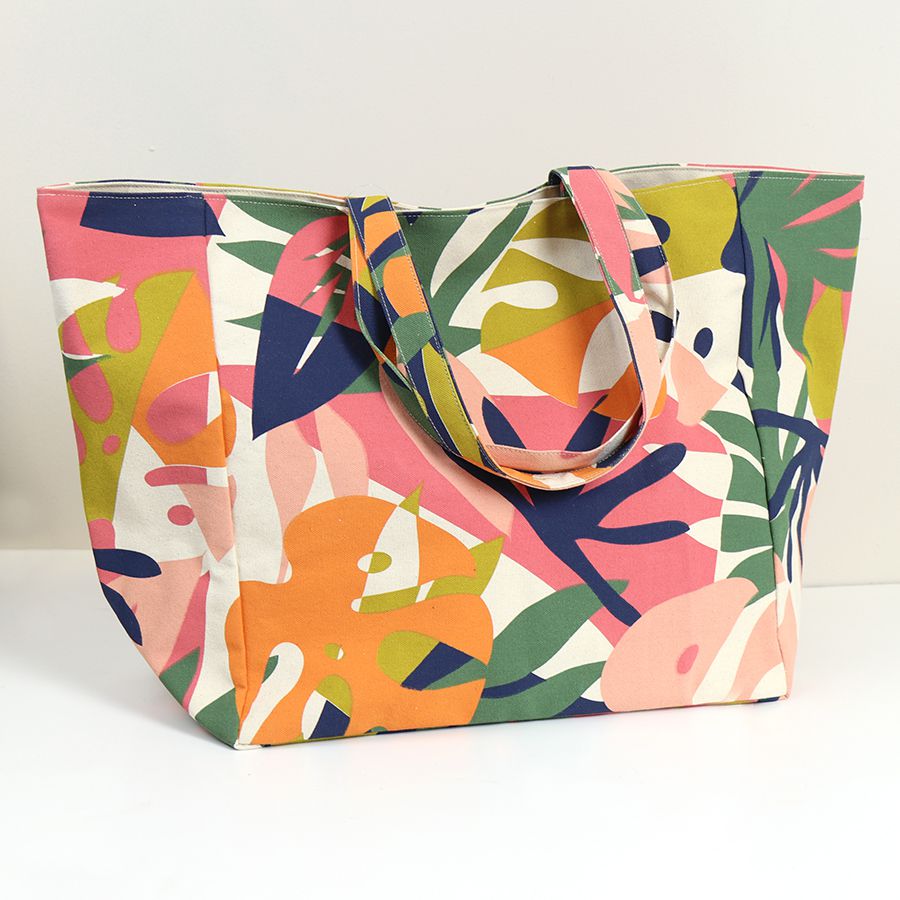 Pink & Orange Mix Tropical Canvas Tote Bag
