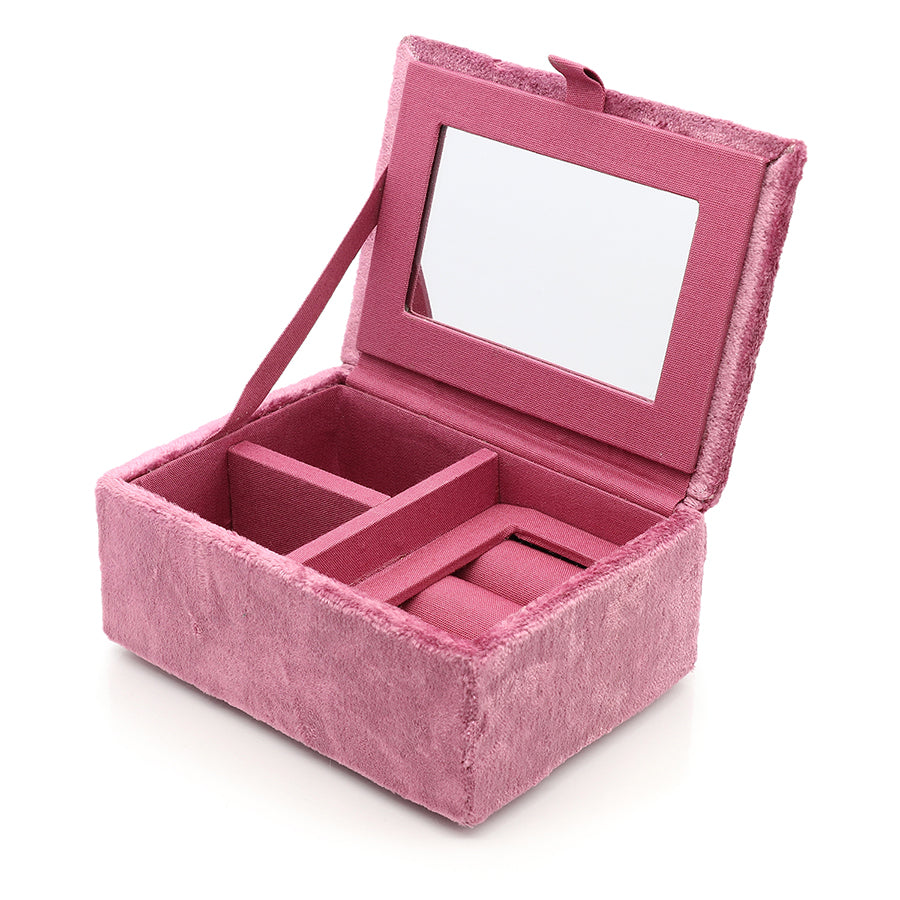 Pink Velvet Embroidered Floral Jewellery Box