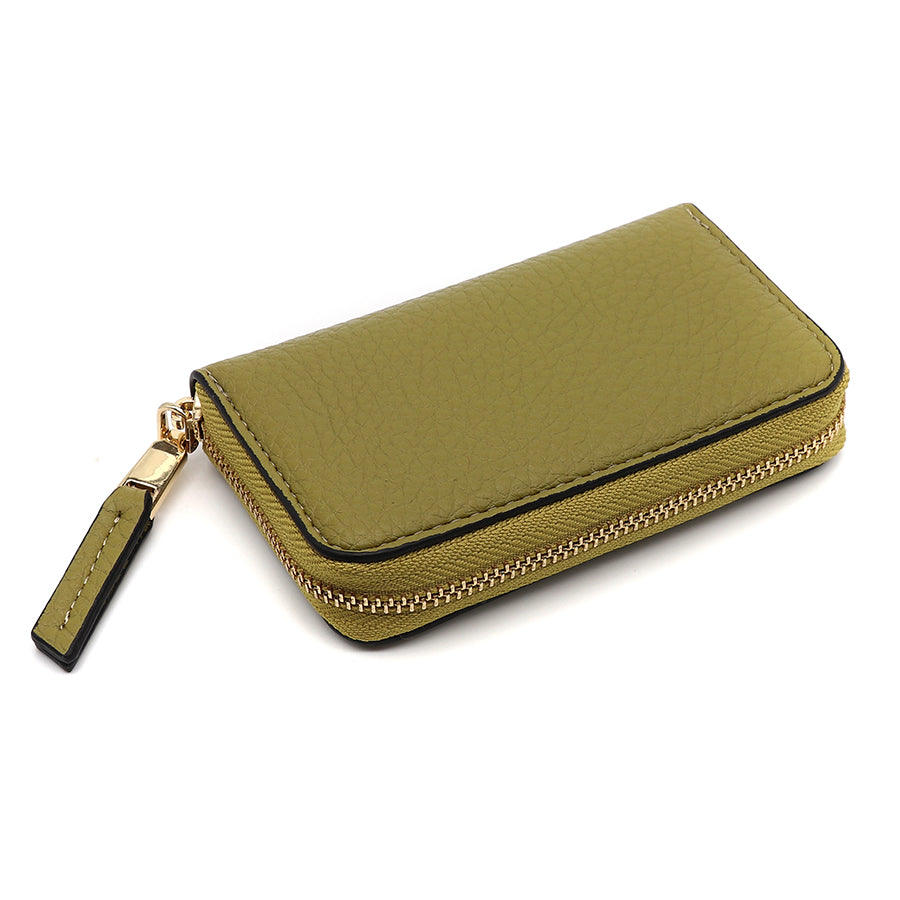 Pom - Olive Green  Mini Faux Leather Coin Purse