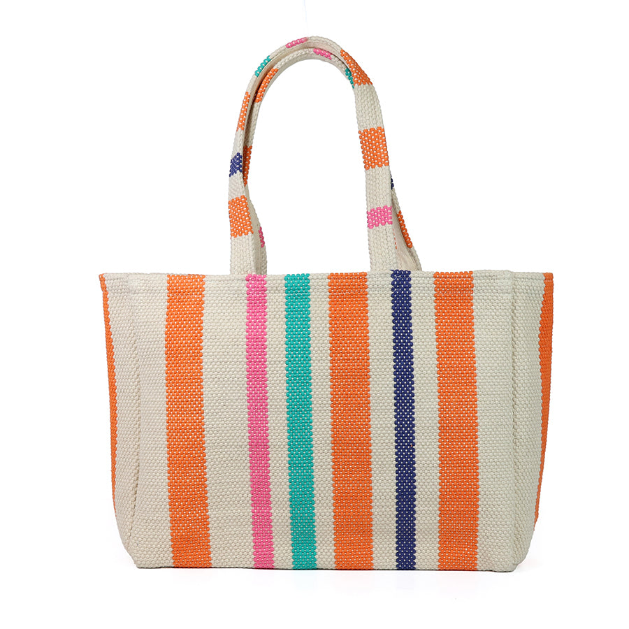 POM - Orange Mix Woven Striped Shopper