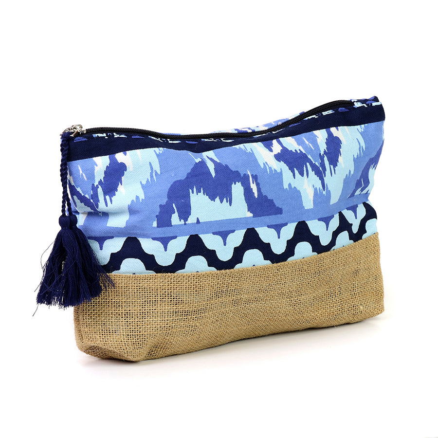 POM - Blue Mix Floral Tile Print Travel Pouch