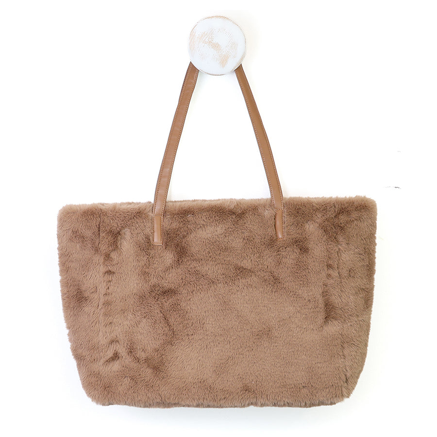 POM - Natalia Taupe Faux Fur Bag