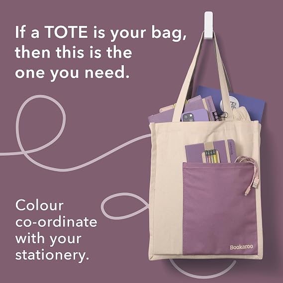 Bookaroo Tote Bag - Aubergine & Cream