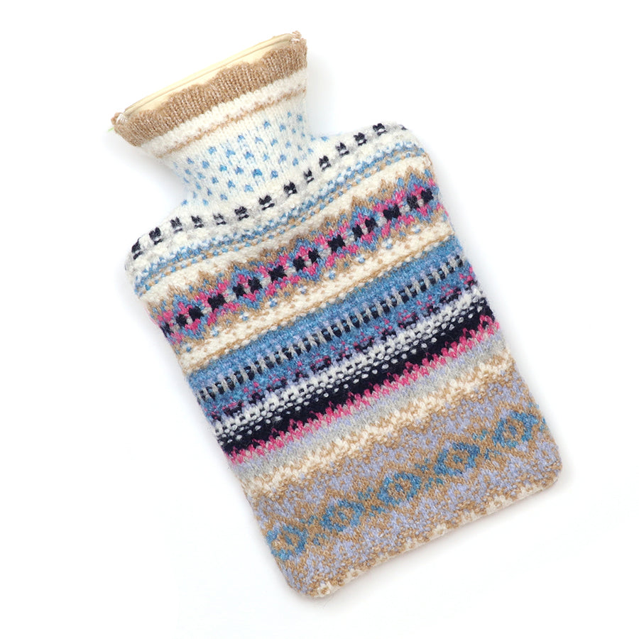 Evie Stripe Knit Hotwater Bottle - Camel, Blue, Grey & Ecru