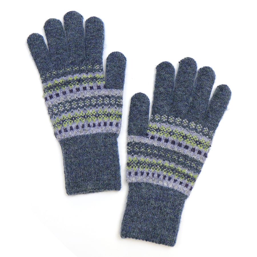 Blue and Sage Mix Fair Isle Gloves