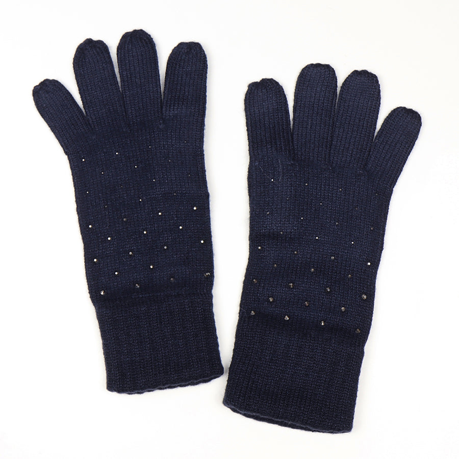 POM - Navy Embellished Gloves