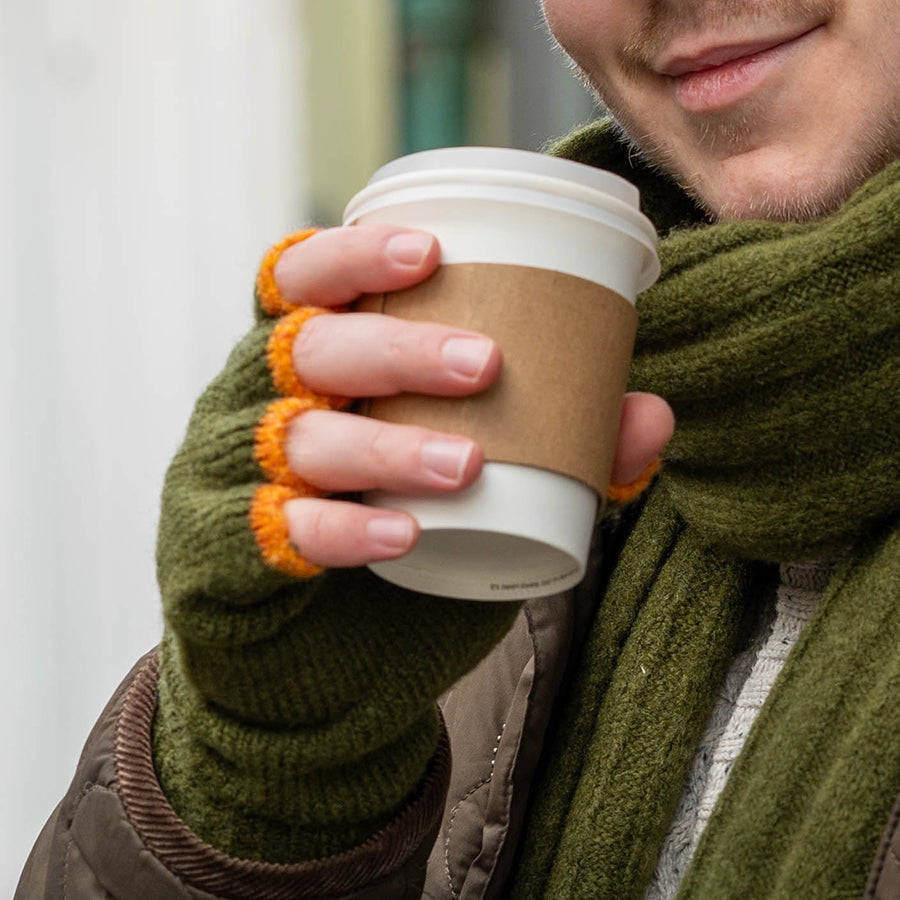 Men's Green Fingerless Gloves