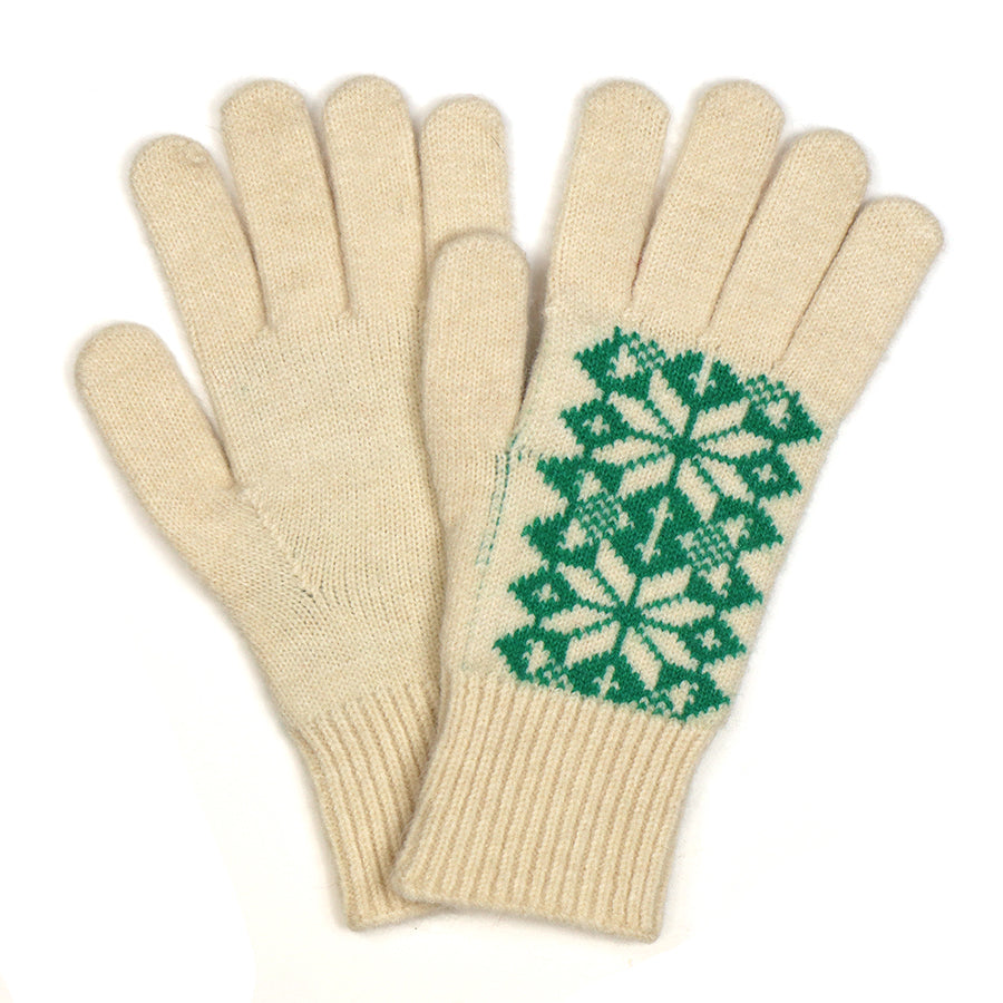 Bright Green & Cream Scandi Starflower Gloves