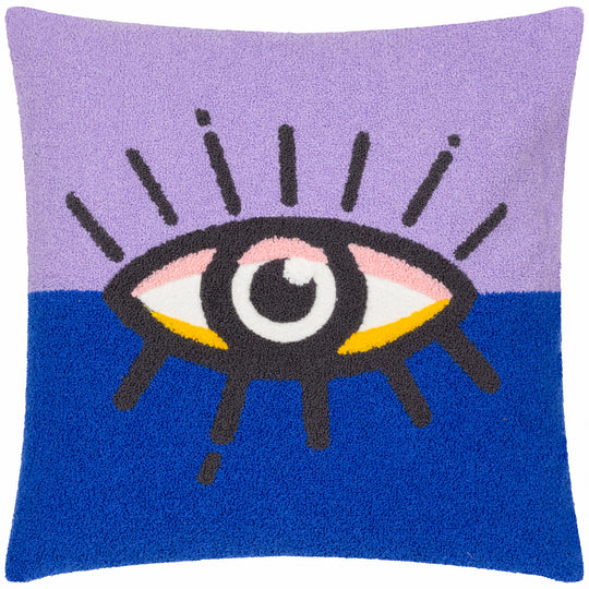 All Eyes on You Feather Cushion Lilac/Blue