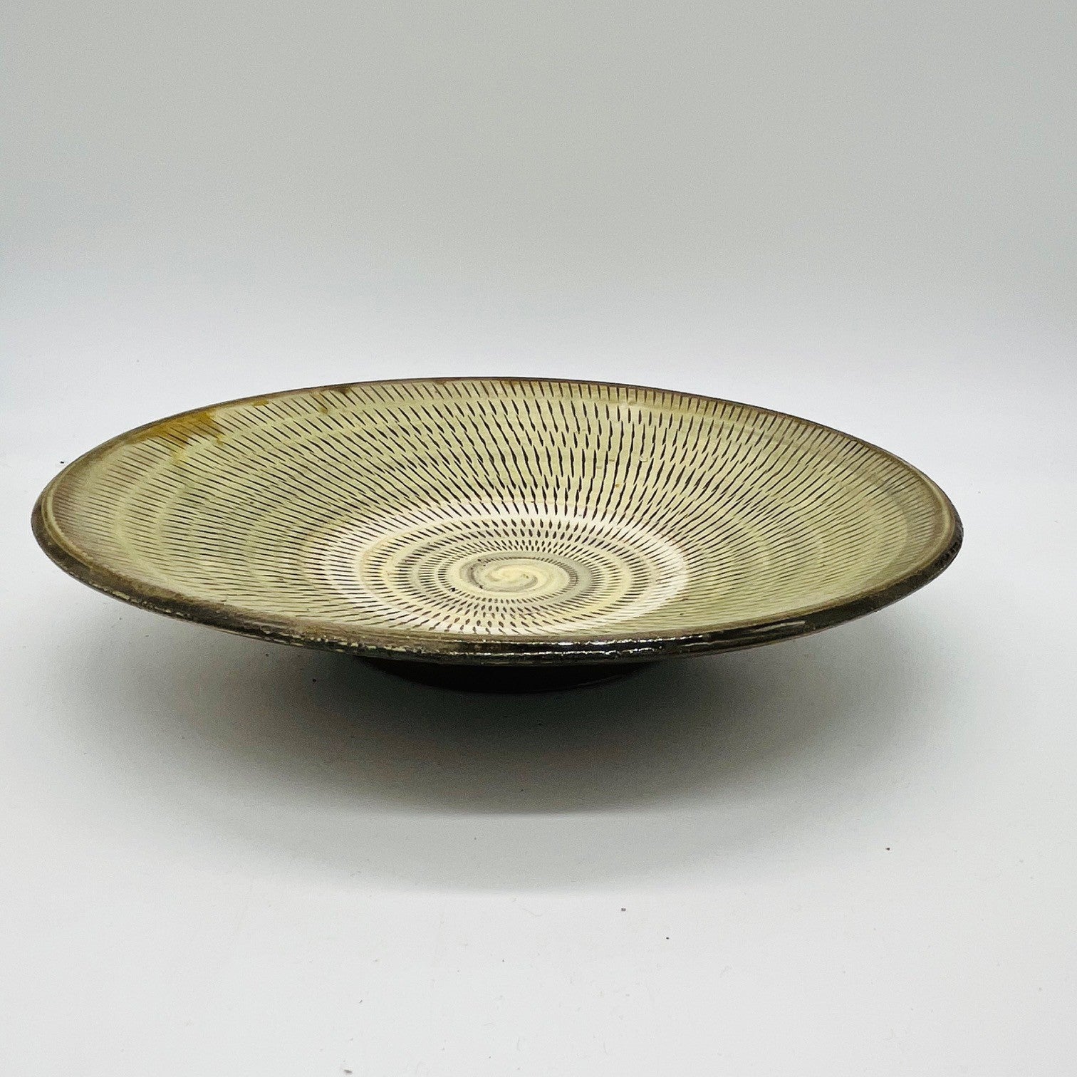 Studio Pottery Set of 4 Ammonite Design Stacking Footed Dishes