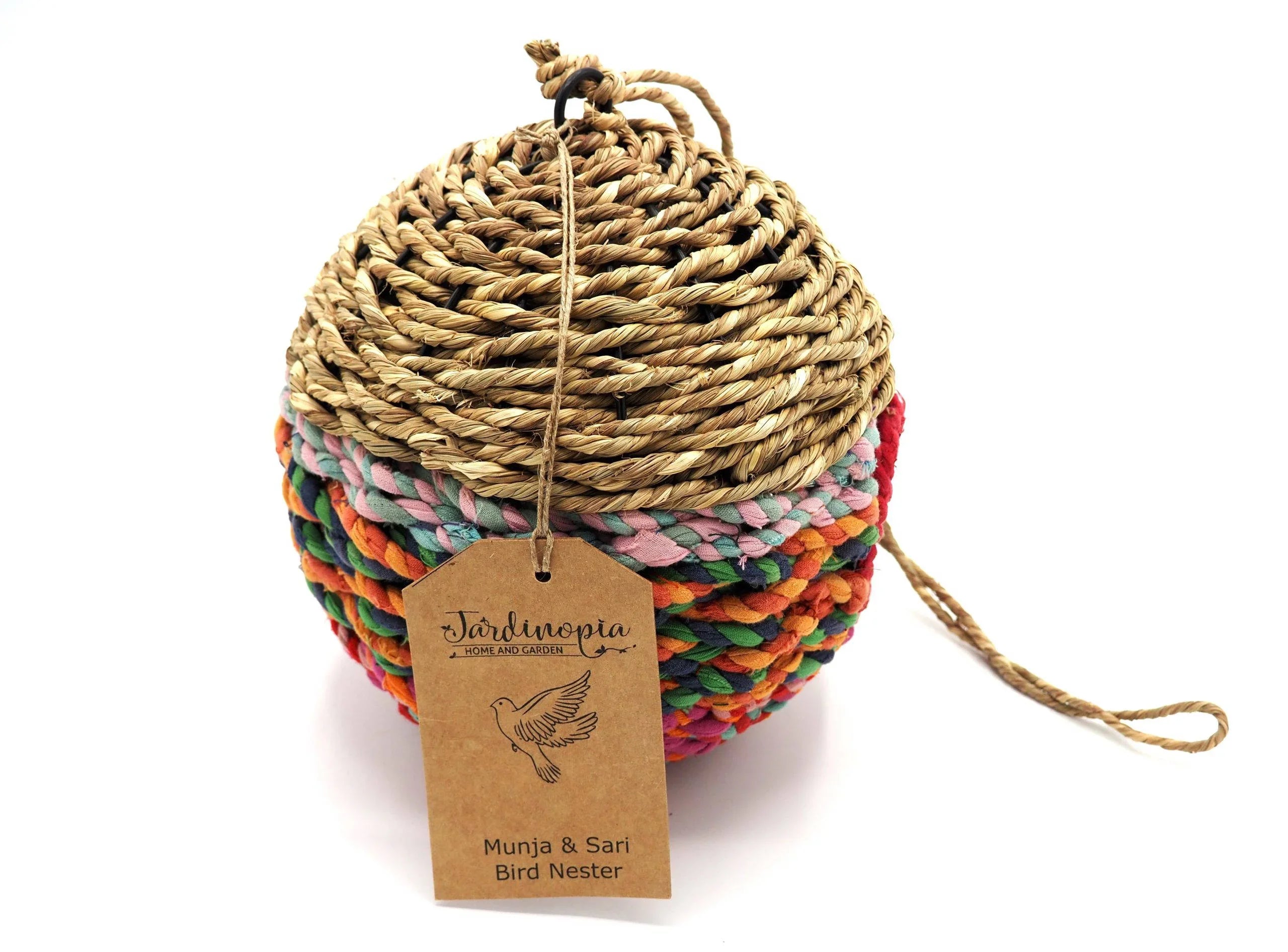 Munja & Reclaimed Sari Fabric Bird Nester - Ball