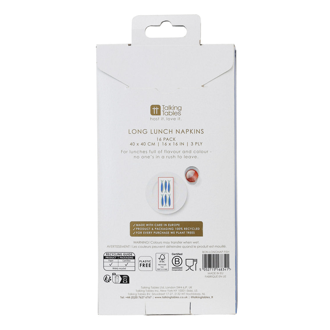 Fish Long Lunch Paper Napkins - 16 Pack