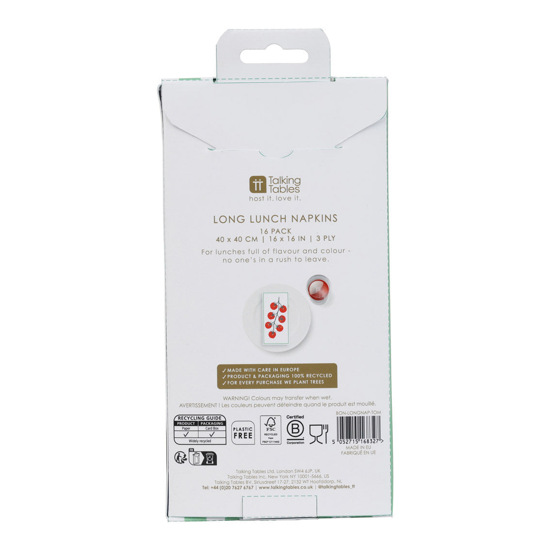 Tomato Long Lunch Paper Napkins - 16 Pack