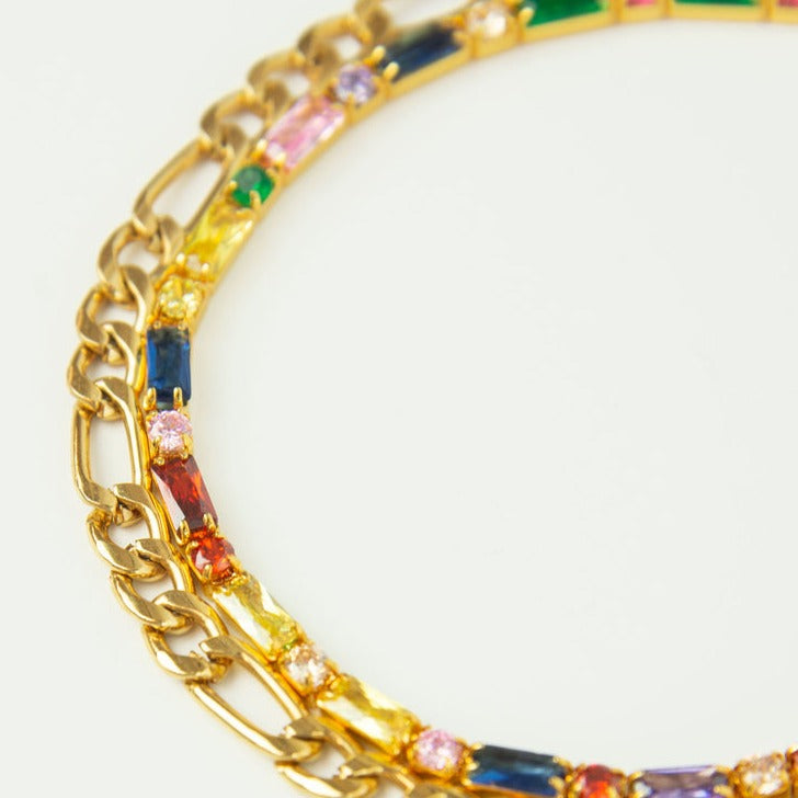 Rainbow Double Link Chain Bracelet