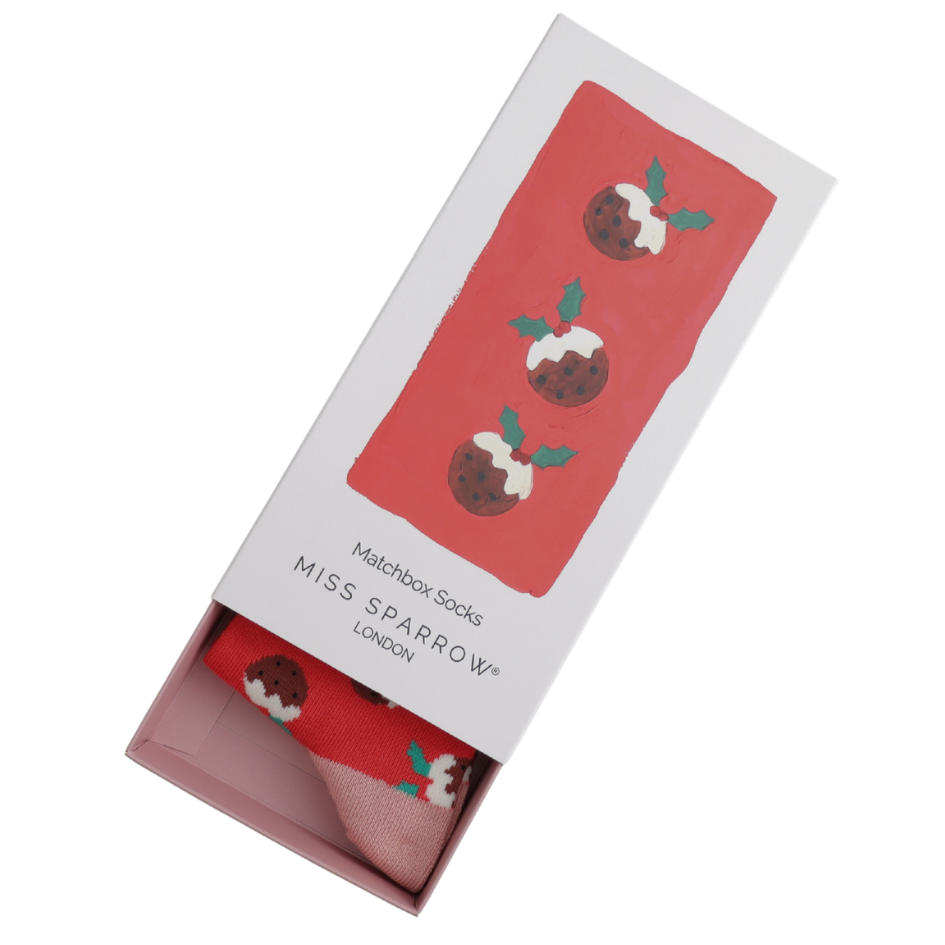 Women’s Matchbox Socks Christmas Puddings - MIss Sparrow
