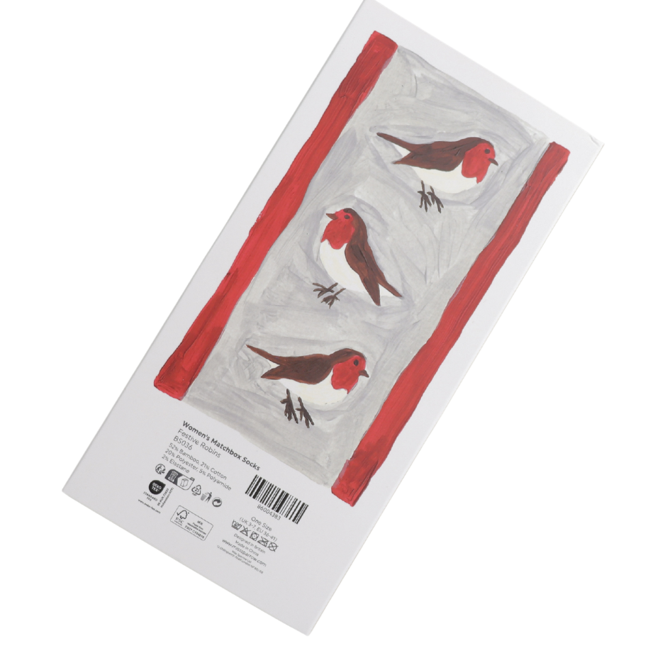 Women’s Matchbox Socks Festive Robins - MIss Sparrow