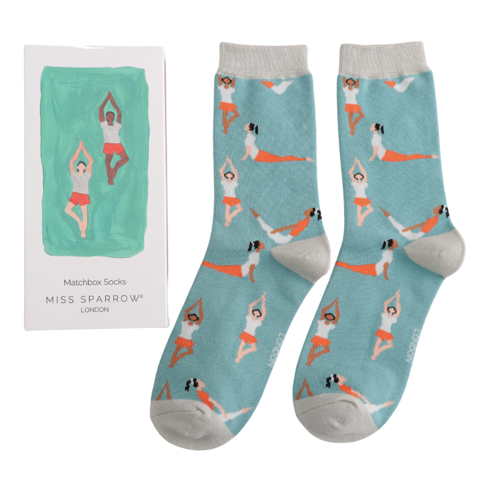 Women’s Matchbox Socks Yoga Poses - MIss Sparrow