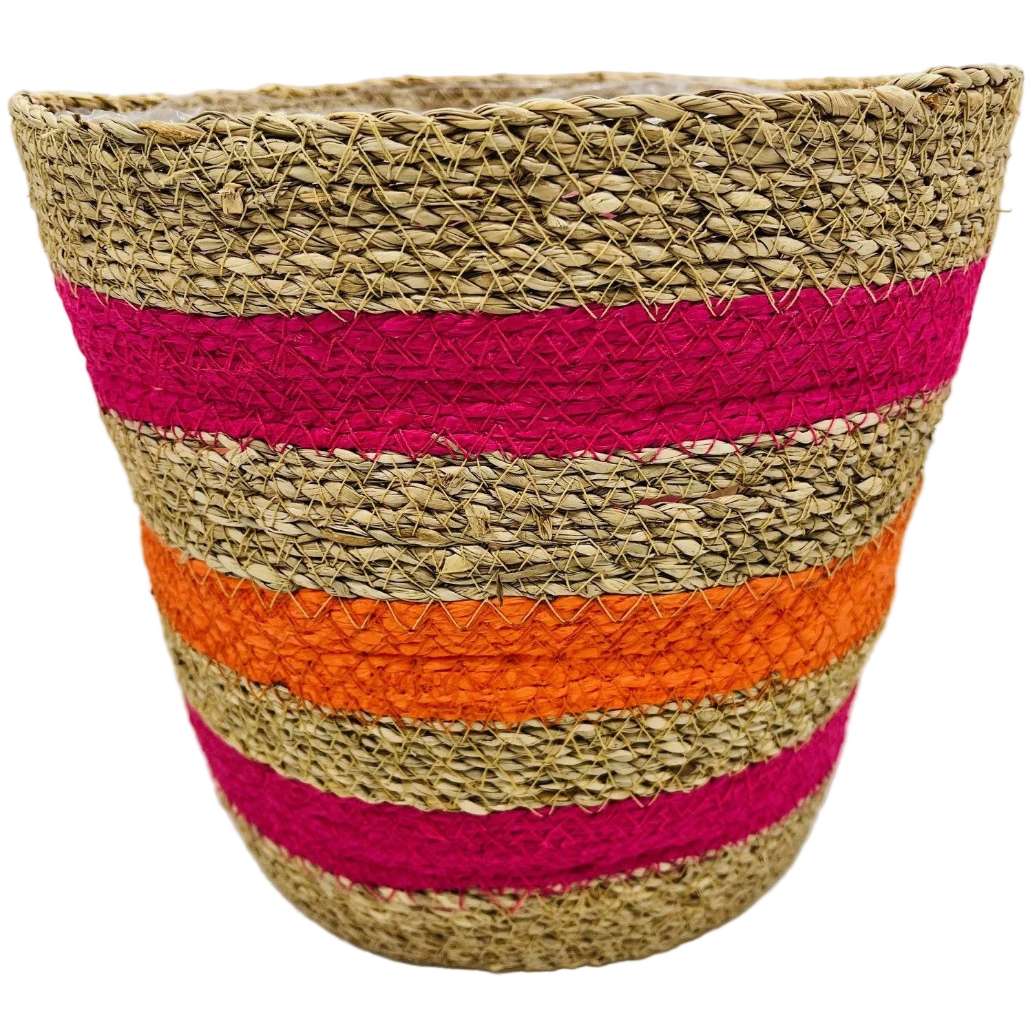 Natural Seagrass Indoor Planter Storage Basket Striped - 3 Sizes
