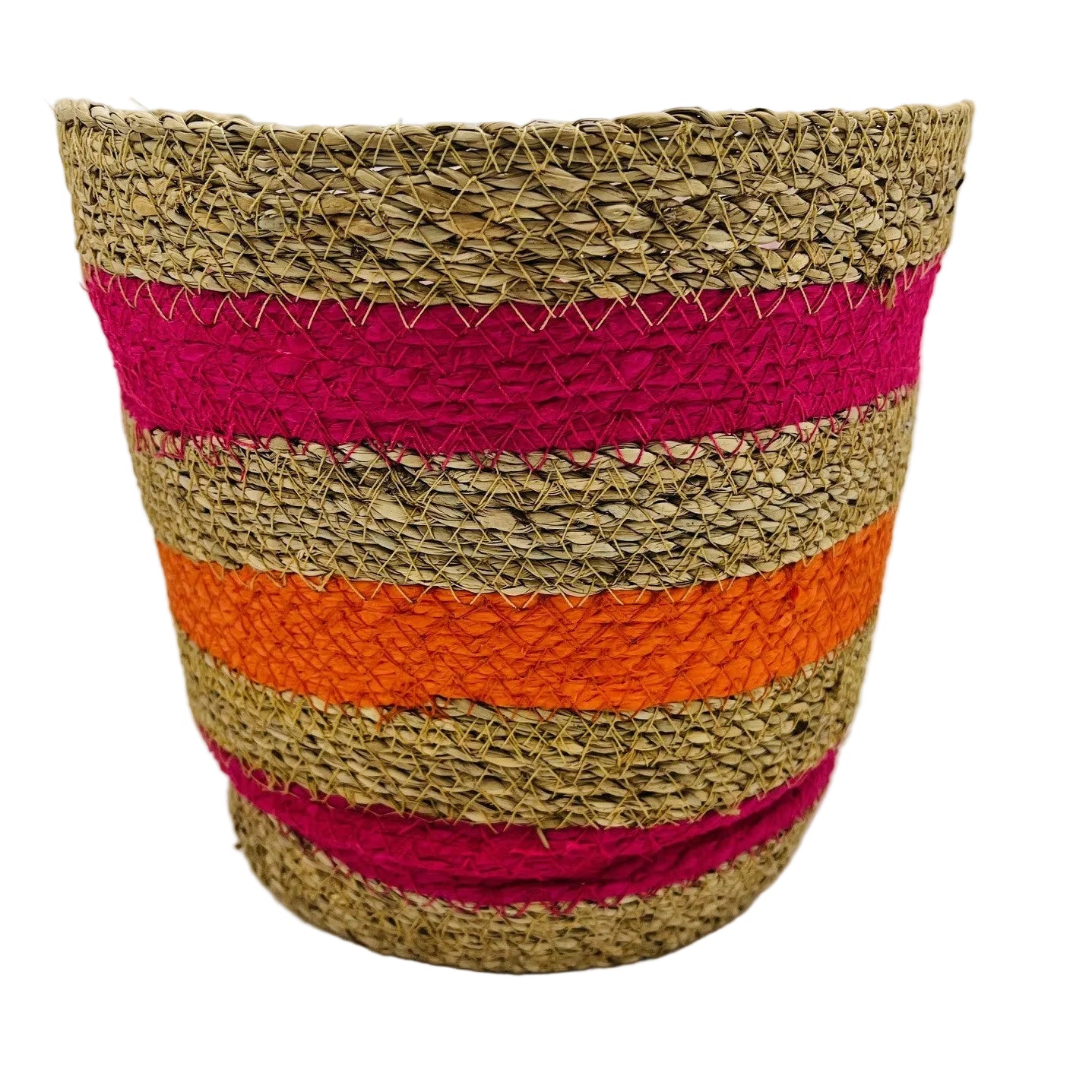 Natural Seagrass Indoor Planter Storage Basket Striped - 3 Sizes