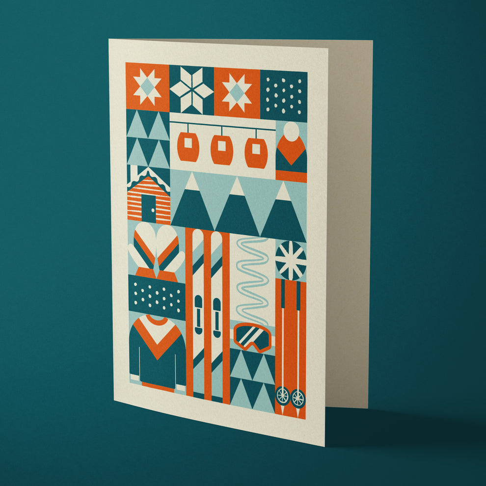 Skiing Geometric Reusable Art Card