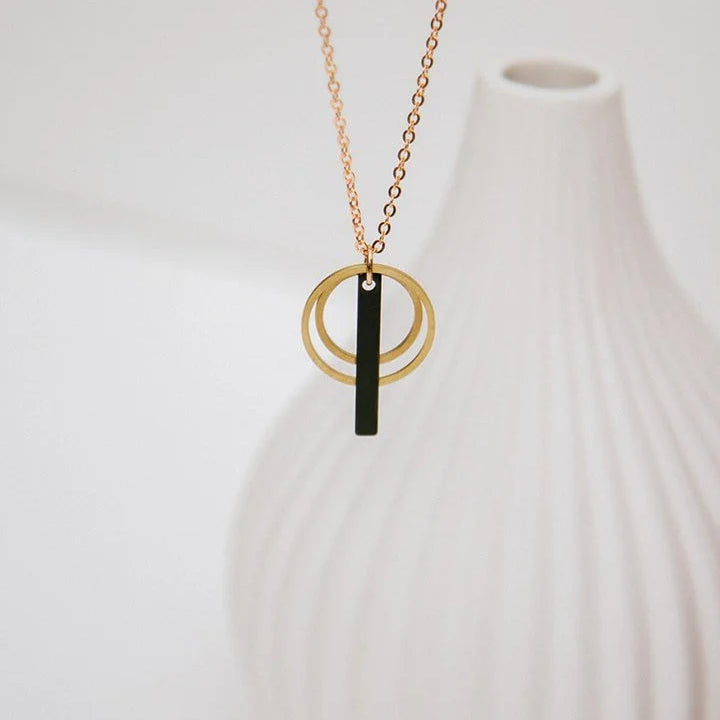 Black + Brass Double Circle Necklace
