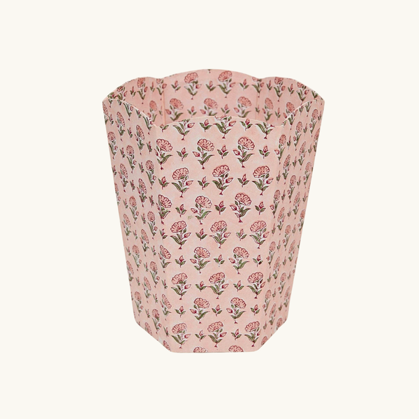 Paper Mirchi - Block Printed Waste Paper Basket - Ditsy Floral Blush
