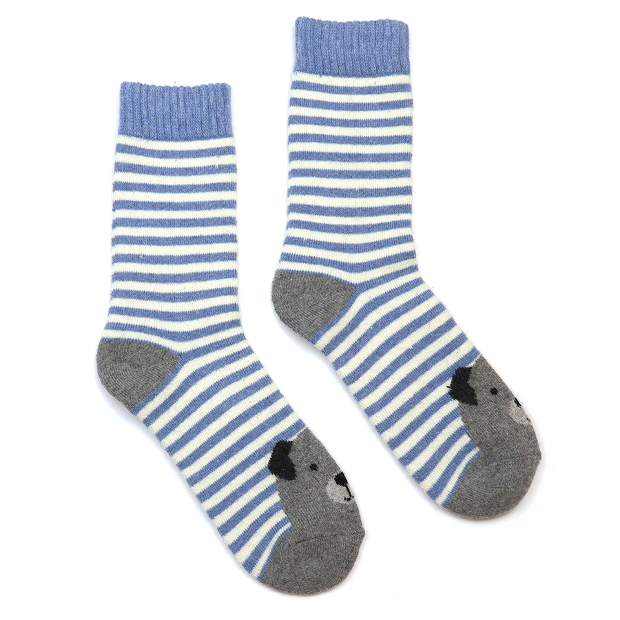 POM - Stripe Dog Socks Duo Blue
