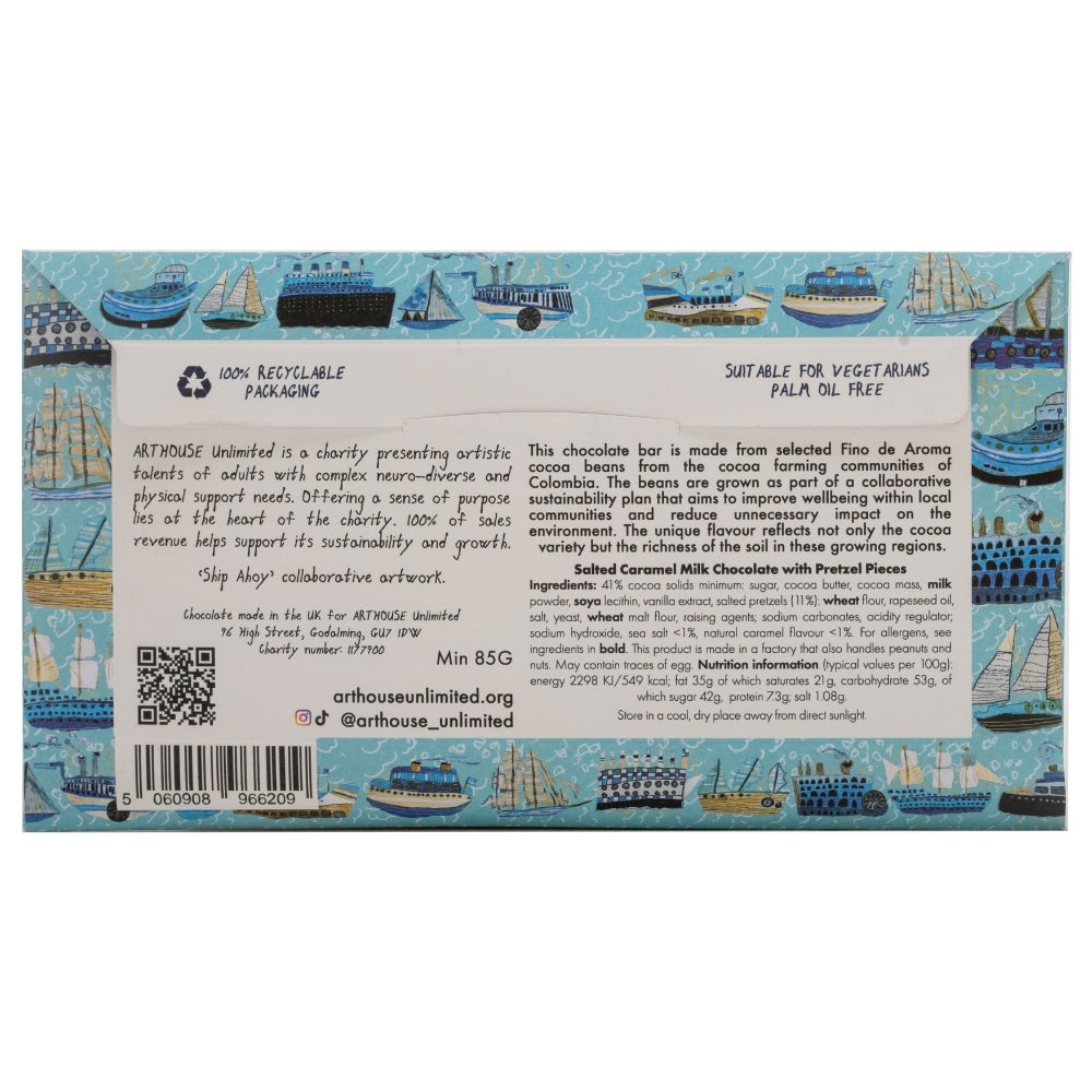 Arthouse Unlimited Chocolate - Ship Ahoy Salted Caramel Milk Chocolate with Pretzel Pieces