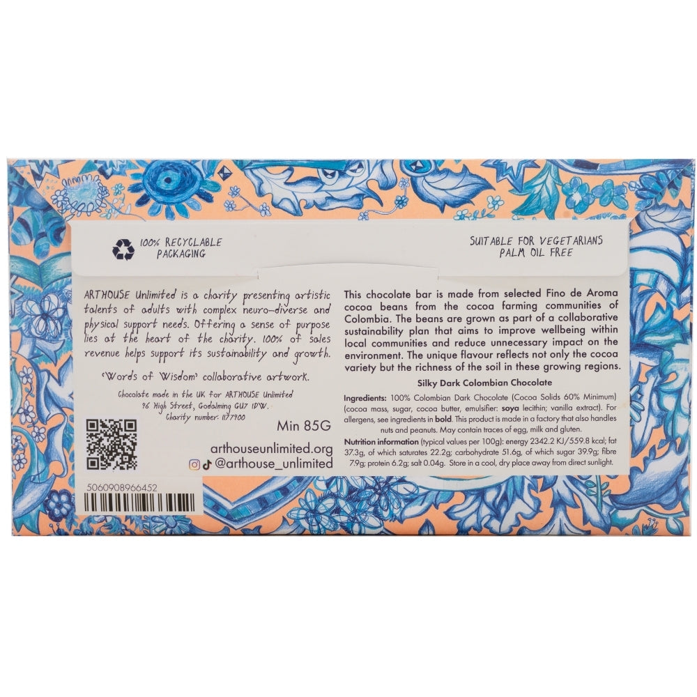 Arthouse Unlimited Chocolate -Words of Wisdom Silky Dark Colombian Chocolate