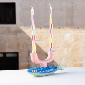 Hand-Painted Fish Ceramic Candle Holder - 20cm