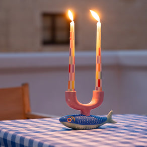 Hand-Painted Fish Ceramic Candle Holder - 20cm