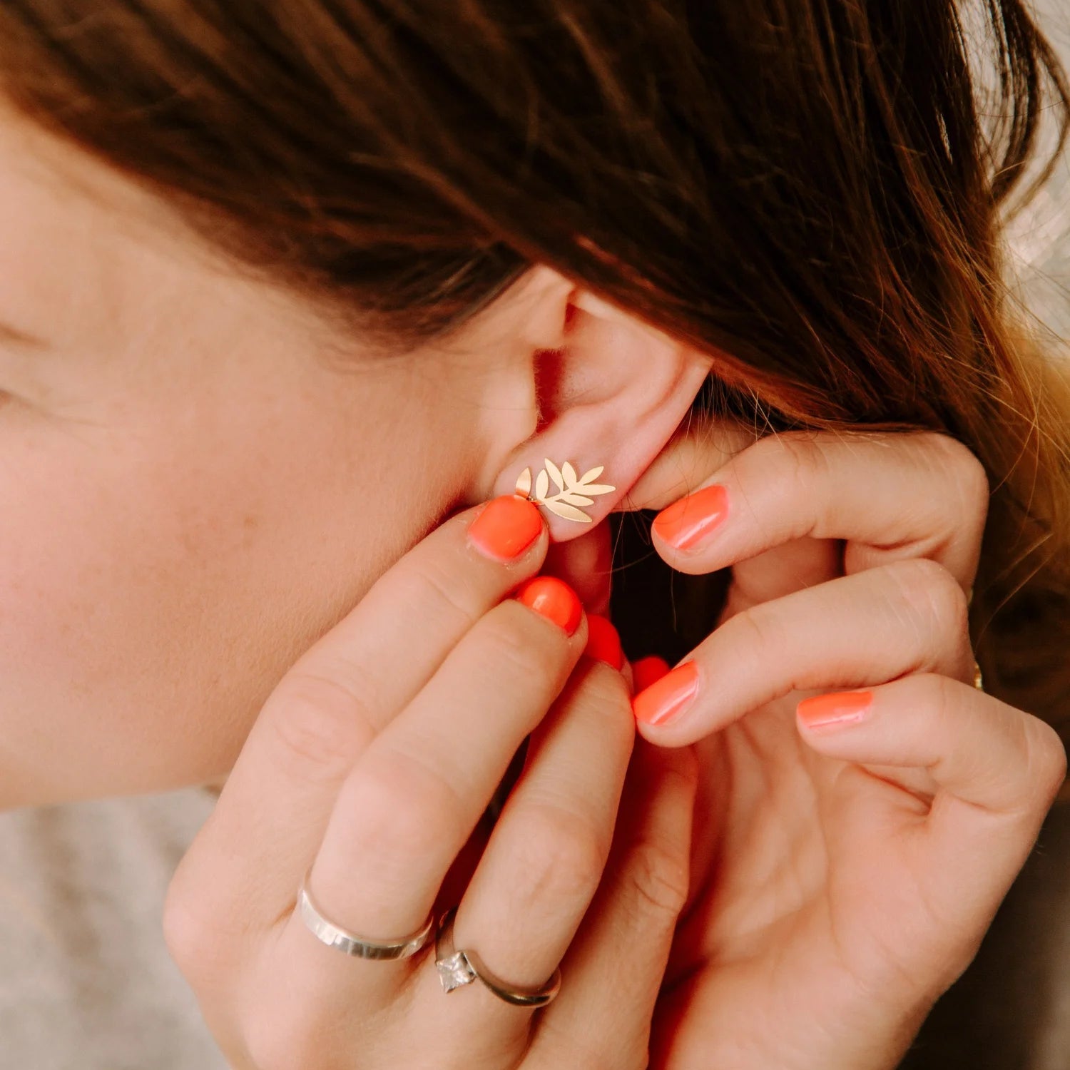 Botanical Flutter Leaf Studs Gold Plated
