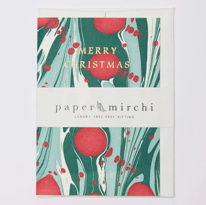 Cosmos Festive Mix Hand Marbled Christmas Card