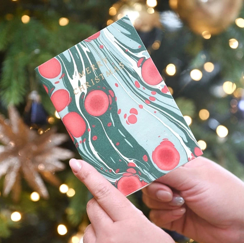 Cosmos Festive Mix Hand Marbled Christmas Card