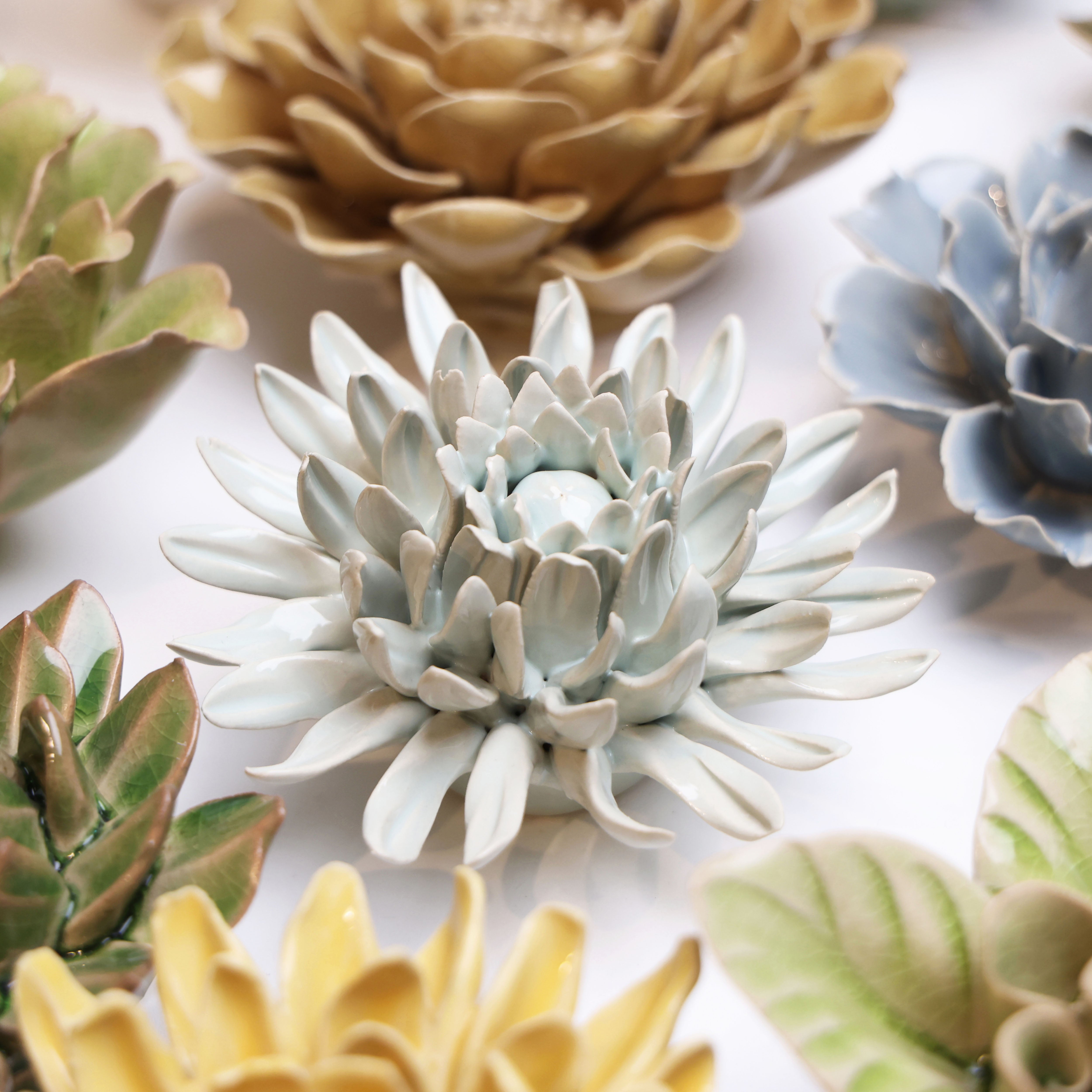 English Garden Ceramic Flower Mint Mum