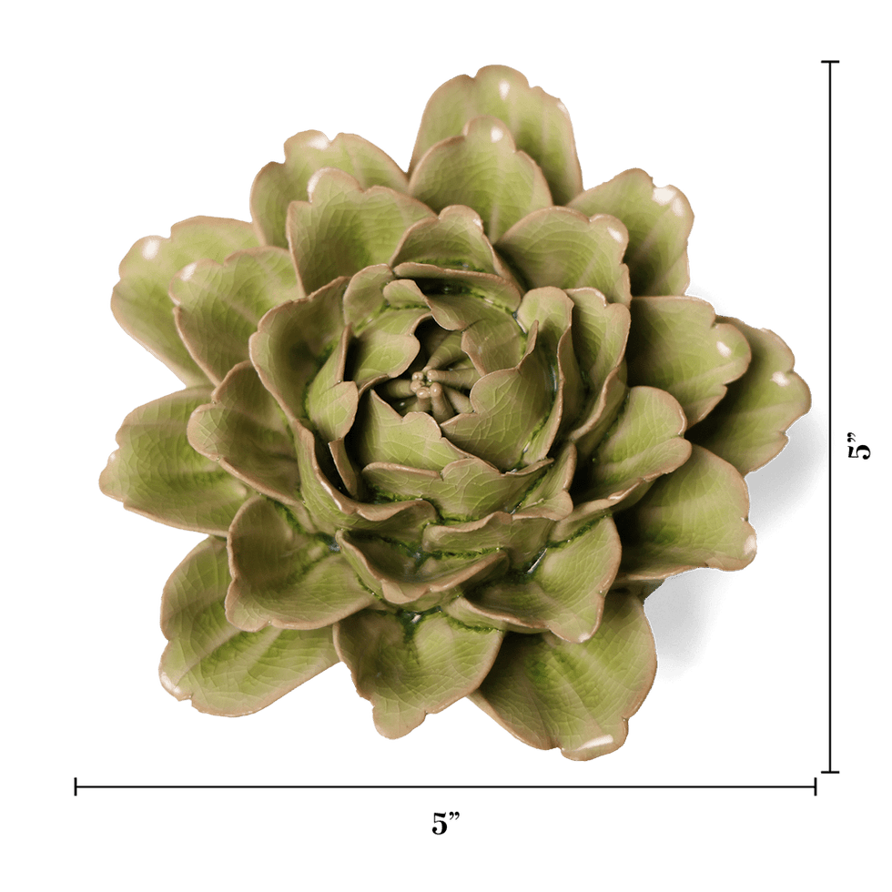 English Garden Ceramic Flower Green Tree Peony