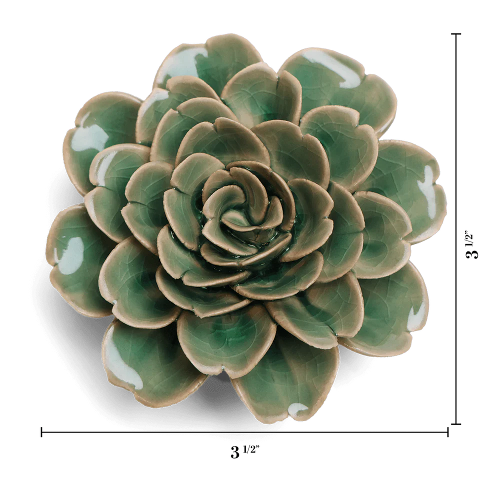 Ceramic Flower Wall Art Jungle Green Tea Rose