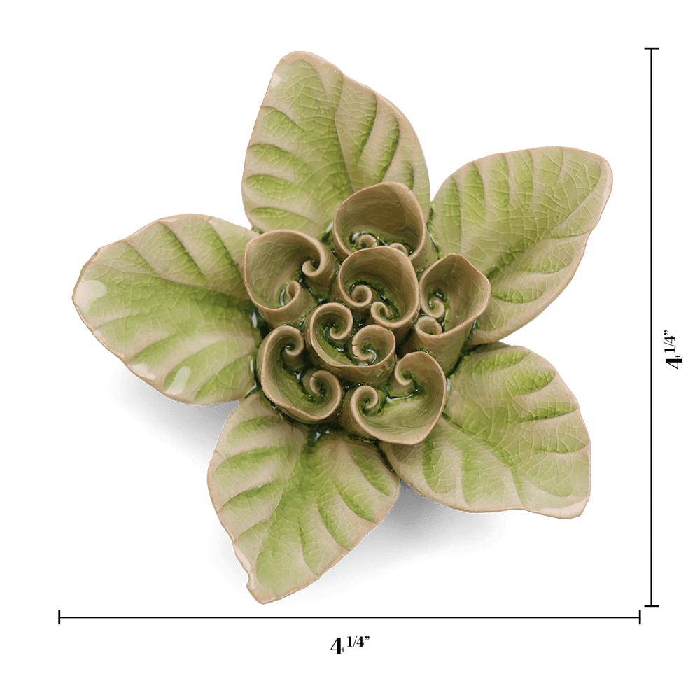 English Garden Ceramic Flower Green Lotus