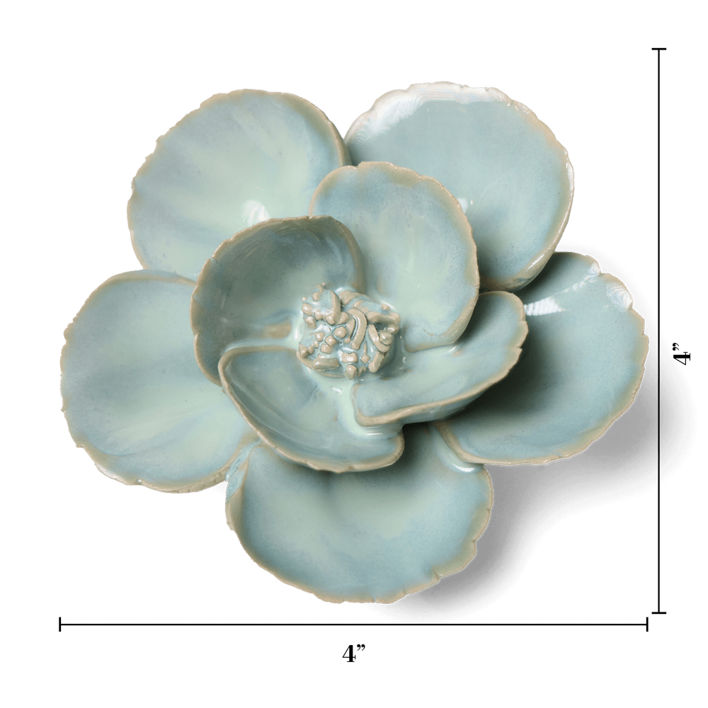 English Garden Ceramic Flower Teal Lotus