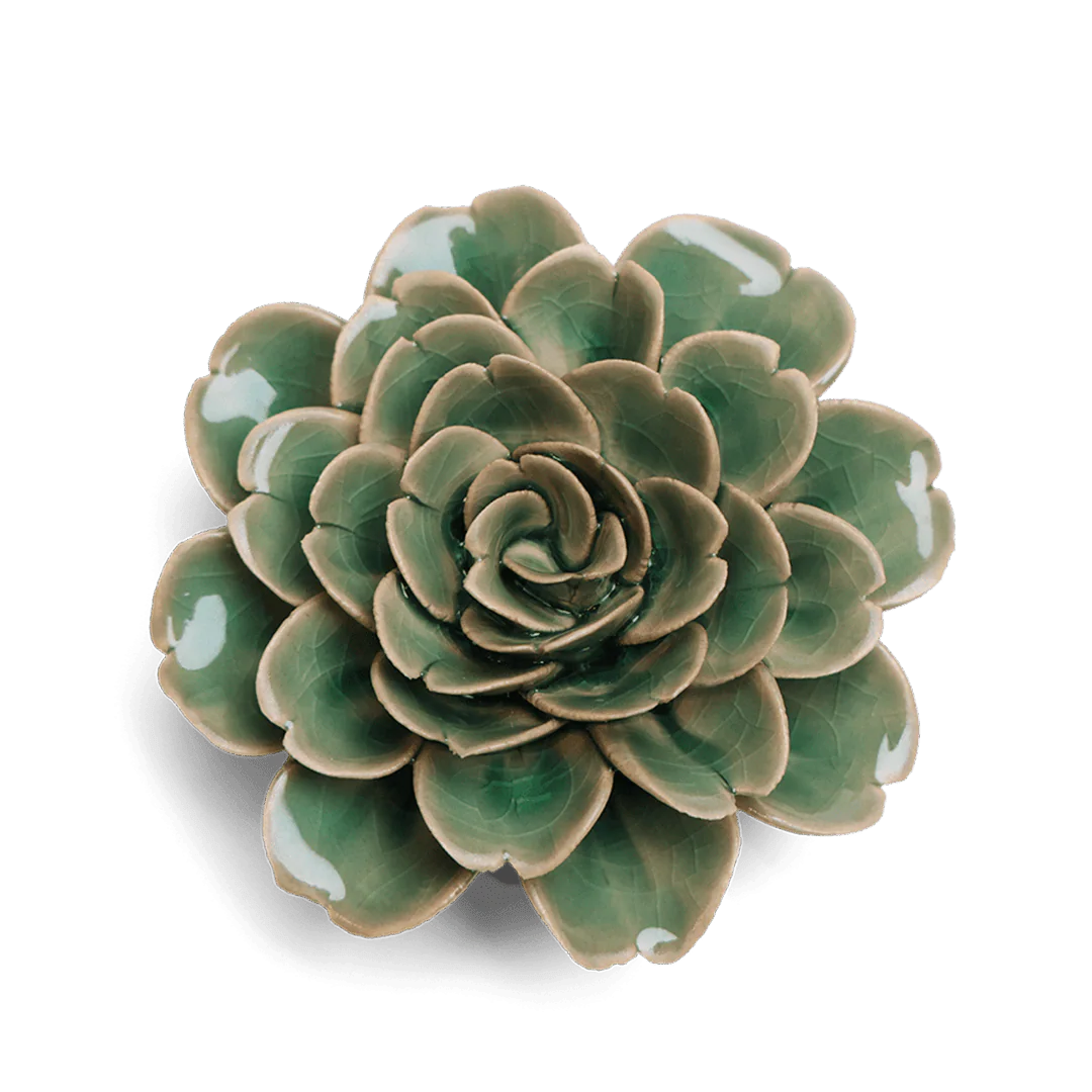Ceramic Flower Wall Art Jungle Green Tea Rose