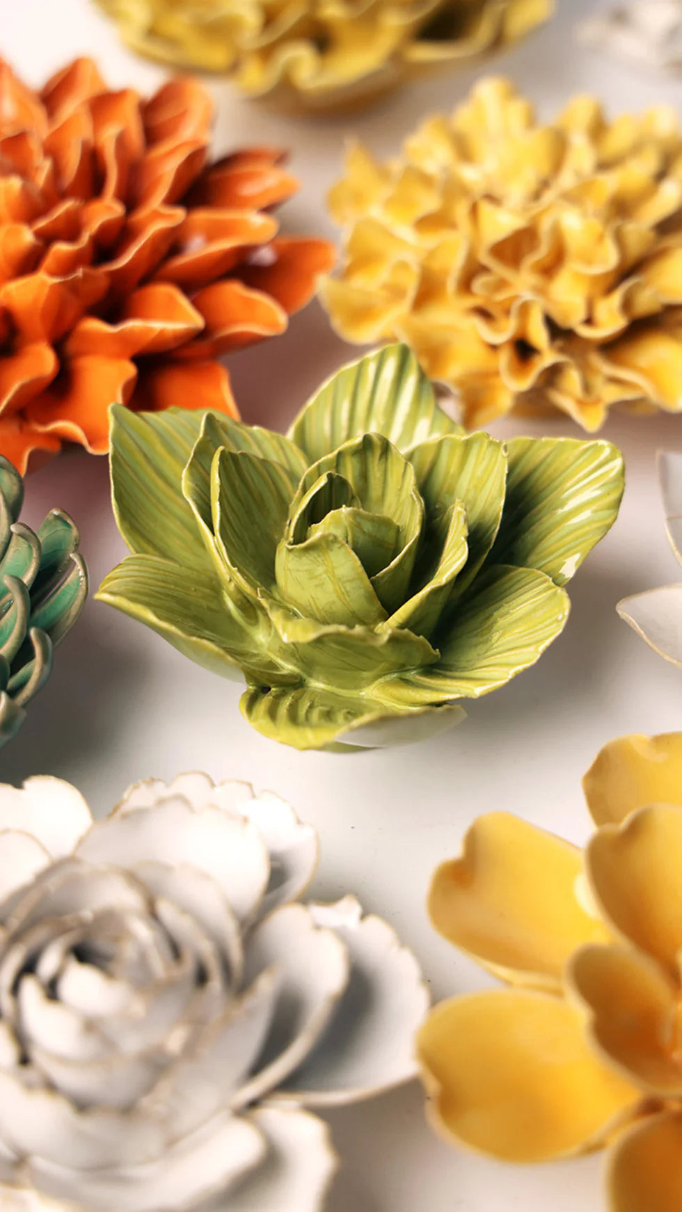 Ceramic Flower Wall Art Chartreuse Gladiolus