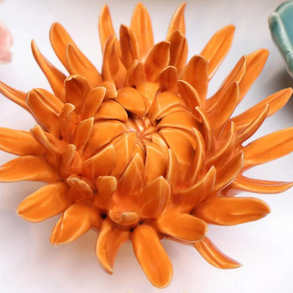 Ceramic Flower Wall Art Orange Sarah Mum