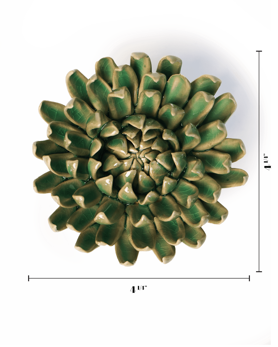 Ceramic Flower Wall Art Jungle Green Pompom Mum