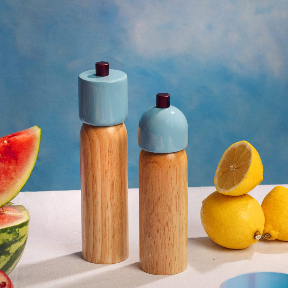 MÆGEN Salt & Pepper Grinder | Sky Blue & Burgundy