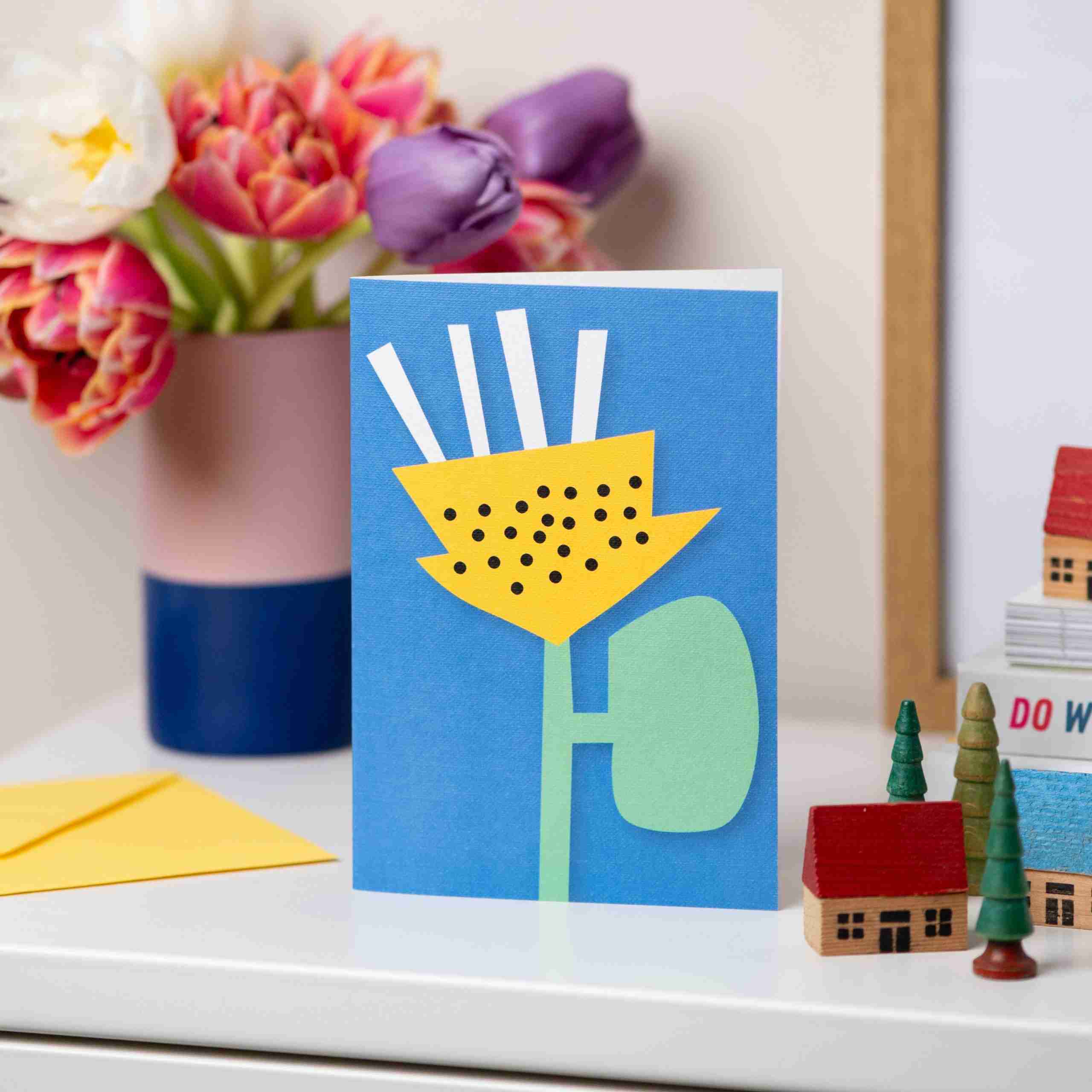 Sunny Yellow Flower Card by Fiona Wilson