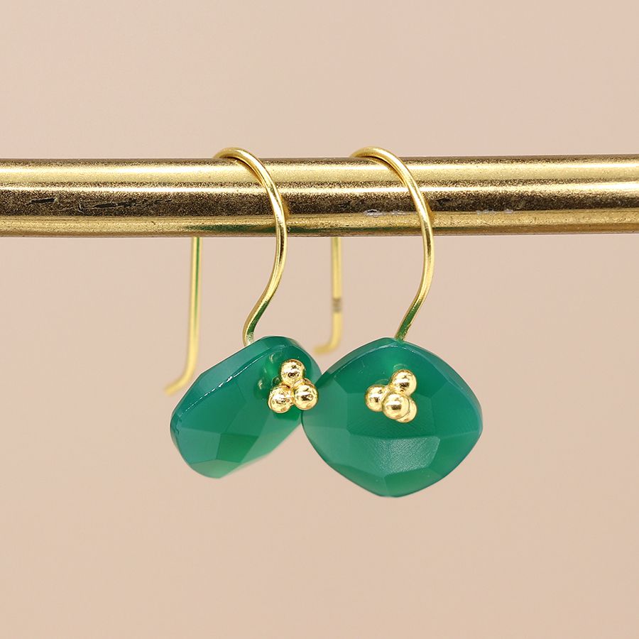 POM - 14K Gold Plated Green Onyx Drop Earrings