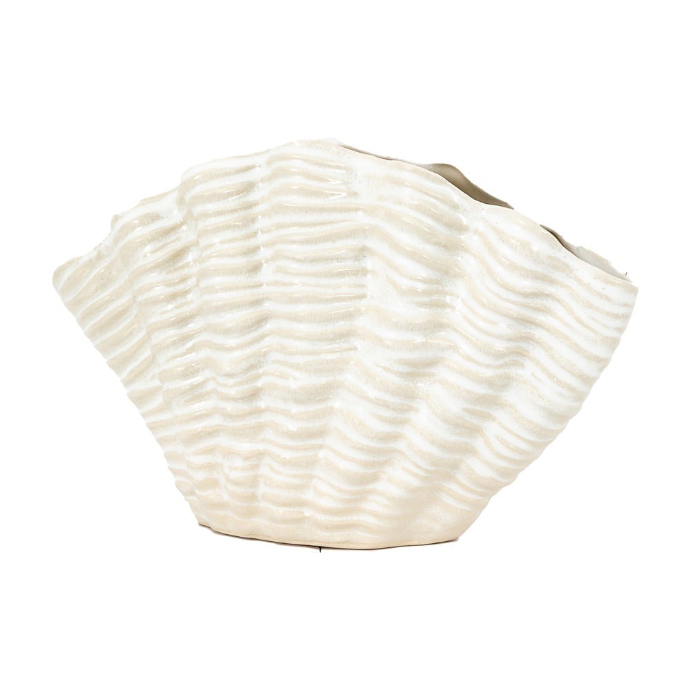 Clam Vase Small Reactive White
